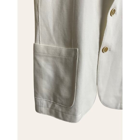 Eleventy White Cotton Two Button Patch Pocket Classic Blazer Jacket Size Large - Picture 7 of 8